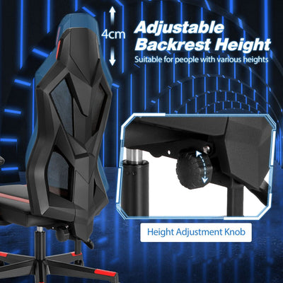 VortexGamingStore Blue Racing Style Gaming Chair with Adjustable Back Height