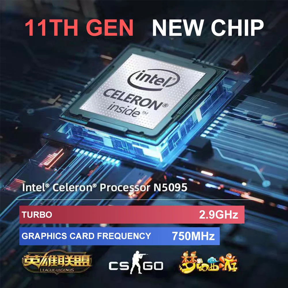 VortexGamingStore 16GB RAM 128GB SSD / Intel N5095A / Russian Federation 1000 computador Windows 10 11 Pro Office Notebook Pc Portable