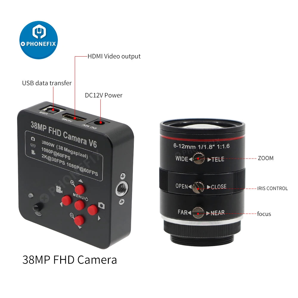 VortexGamingStore Camera 6-12mm Lens 1000 -Mount Camera Live Streaming Webcam