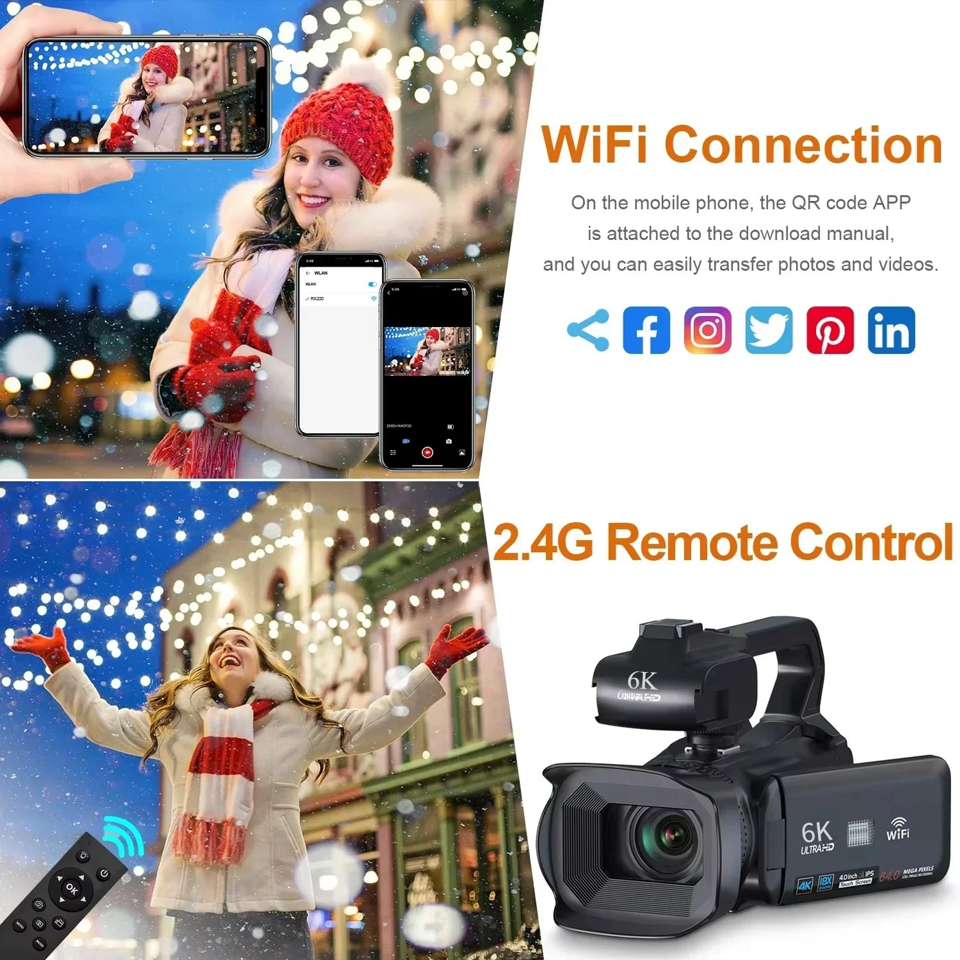 VortexGamingStore wireless mic Light / With 128G SD card 1000 WiFi Webcam digital Video Camera for Live Stream