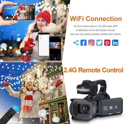 VortexGamingStore wireless mic Light / With 128G SD card 1000 WiFi Webcam digital Video Camera for Live Stream