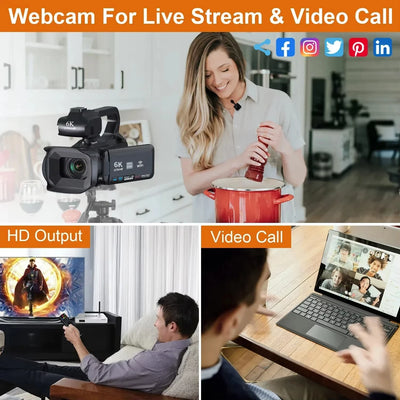 VortexGamingStore wireless mic Light / With 128G SD card 1000 WiFi Webcam digital Video Camera for Live Stream