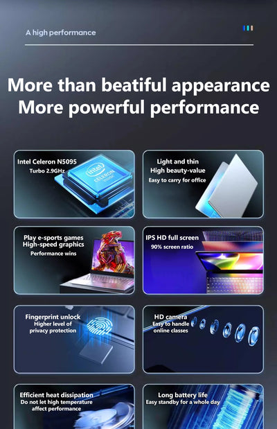 VortexGamingStore 16GB RAM 128GB SSD / Intel N5095A / Russian Federation 1000 computador Windows 10 11 Pro Office Notebook Pc Portable