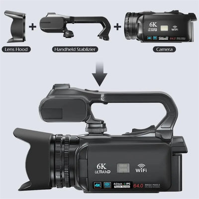 VortexGamingStore wireless mic Light / With 128G SD card 1000 WiFi Webcam digital Video Camera for Live Stream