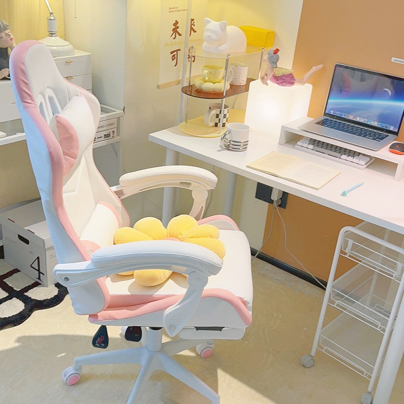 VortexGamingStore White Sponges / Without Pedal Cute & Comfortable Girls Gaming Chair – Perfect for Bedroom or Study Setup