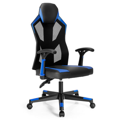 VortexGamingStore Blue Racing Style Gaming Chair with Adjustable Back Height