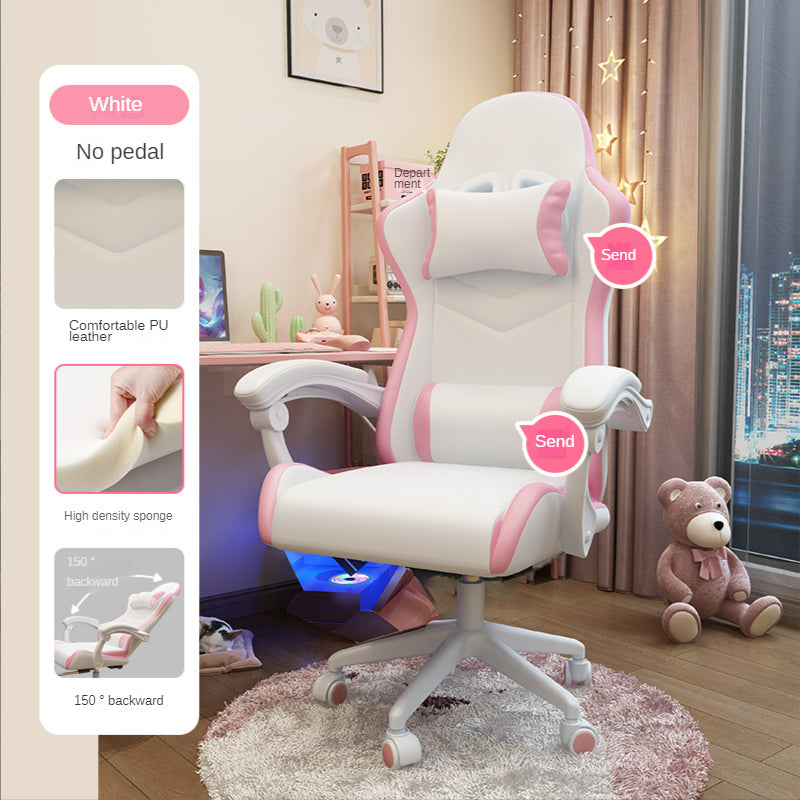 VortexGamingStore White Sponges / Without Pedal Cute & Comfortable Girls Gaming Chair – Perfect for Bedroom or Study Setup