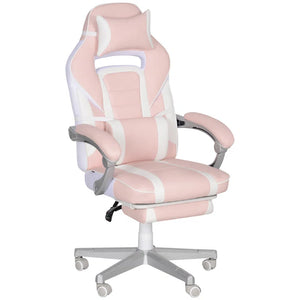 VortexGamingStore Default Title Creaser Adjustable Reclining Ergonomic Faux Leather Swiveling PC & Racing Game Chair with Footrest in Pink