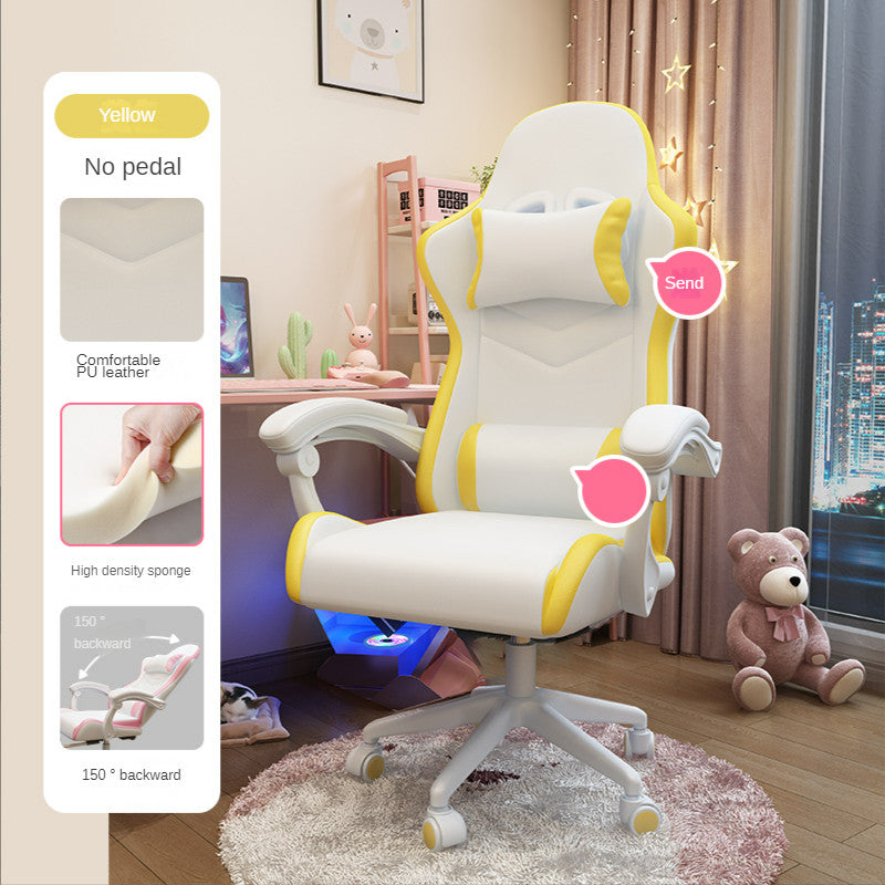 VortexGamingStore Yellow Sponges / Without Pedal Cute & Comfortable Girls Gaming Chair – Perfect for Bedroom or Study Setup